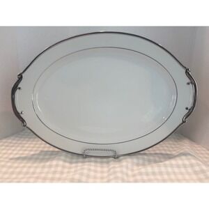 James Chatelaine Fine China Forever Yours Oval Platter Platinum Trim Japan 14.5